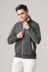 Grey Jacket in Cotton Fleece - VENARI